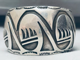 96 Gram Vintage Navajo Swirl Wave Sterling Silver Hand Tooled Bracelet-Nativo Arts