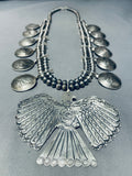 One Of The Best Native American Navajo Sterling Silver Coin Squash Blossom Necklace-Nativo Arts