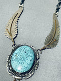 Important Blue Moon Turquoise Vintage Native American Navajo Sterling Silver Necklace-Nativo Arts