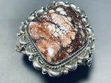 Joe Tso (d) Vintage Native American Navajo White Water Agate Sterling Silver Bracelet Cuff-Nativo Arts