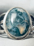 Misty Midnight Jasper Vintage Native American Navajo Sterling Silver Bracelet Old-Nativo Arts