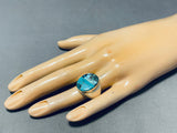 Brilliant Vintage Native American Navajo Turquoise Inlay Sterling Silver Large Ring-Nativo Arts