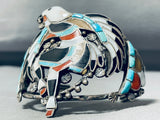 Best Vintage Native American Zuni Eagle Dancer Turquoise Inloay Sterling Silver Bracelet-Nativo Arts