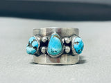 Interesting Vintage Native American Navajo Kingman Turquoise Sterling Silver Ring-Nativo Arts