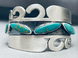 Waves Of Silver Vintage Native American Navajo Turquoise Sterling Bracelet-Nativo Arts