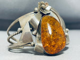 One Of The Best Vintage Native American Navajo Ancient Tree Sap Sterling Silver Bracelet-Nativo Arts