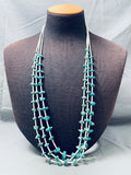 Rare Vintage Native American Navajo Graduating Turquoise Nugget Sterling Silver Necklace Old-Nativo Arts