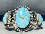 Museum Quality Vintage Native American Navajo #8 Turquoise Sterling Silver Bracelet-Nativo Arts