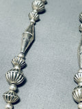 Carefully Hand Tooled Vintage Native American Navajo Sterling Silver Button Bead Necklace Old-Nativo Arts