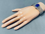 Stunning Vintage Native American Navajo Dome-shaped Midnight Lapis Sterling Silver Bracelet-Nativo Arts