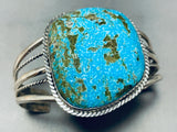 Mega Chunk Of Turquoise Vintage Native American Navajo Sterling Silver Bracelet-Nativo Arts