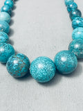 Balls Of Turquoise Vintage Native American Navajo Turquoise Sterling Silver Necklace-Nativo Arts