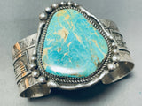 Mesmerizing Native American Navajo Signed Royston Turquoise Sterling Silver Huge Bracelet-Nativo Arts
