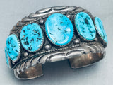 Henry Roanhorse Vintage Native American Navajo Morenci Turquoise Sterling Silver Bracelet-Nativo Arts