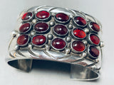 Rob Kelley Noreen Vintage Native American Navajo Garnet Sterling Silver Row Bracelet-Nativo Arts