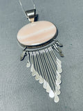 Exquisite Vintage Native American Zuni Mother Of Pearl Sterling Silver Necklace-Nativo Arts