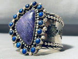 One Of The Most Unique Vintage Native American Navajo Charoite Lapis Sterling Silver Bracelet-Nativo Arts