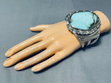 Mar James Native American Navajo Spider Turquoise Mine Sterling Silver Bracelet Signed-Nativo Arts