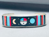 6.5 Inch Wrist Vintage Native American Navajo Turquoise Inlay Sterling Silver Bracelet-Nativo Arts