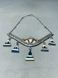 One Of The Most Beautiful Vintage Native American Zuni Dangle Turquoise Sterling Silver Necklace-Nativo Arts