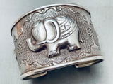 Huge Vintage Southwest Elephnt Sterling Silver Bracelet Cuff-Nativo Arts