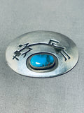 Tremendous Vintage Native American Navajo Bisbee Turquoise Sterling Silver Kachina Pin-Nativo Arts