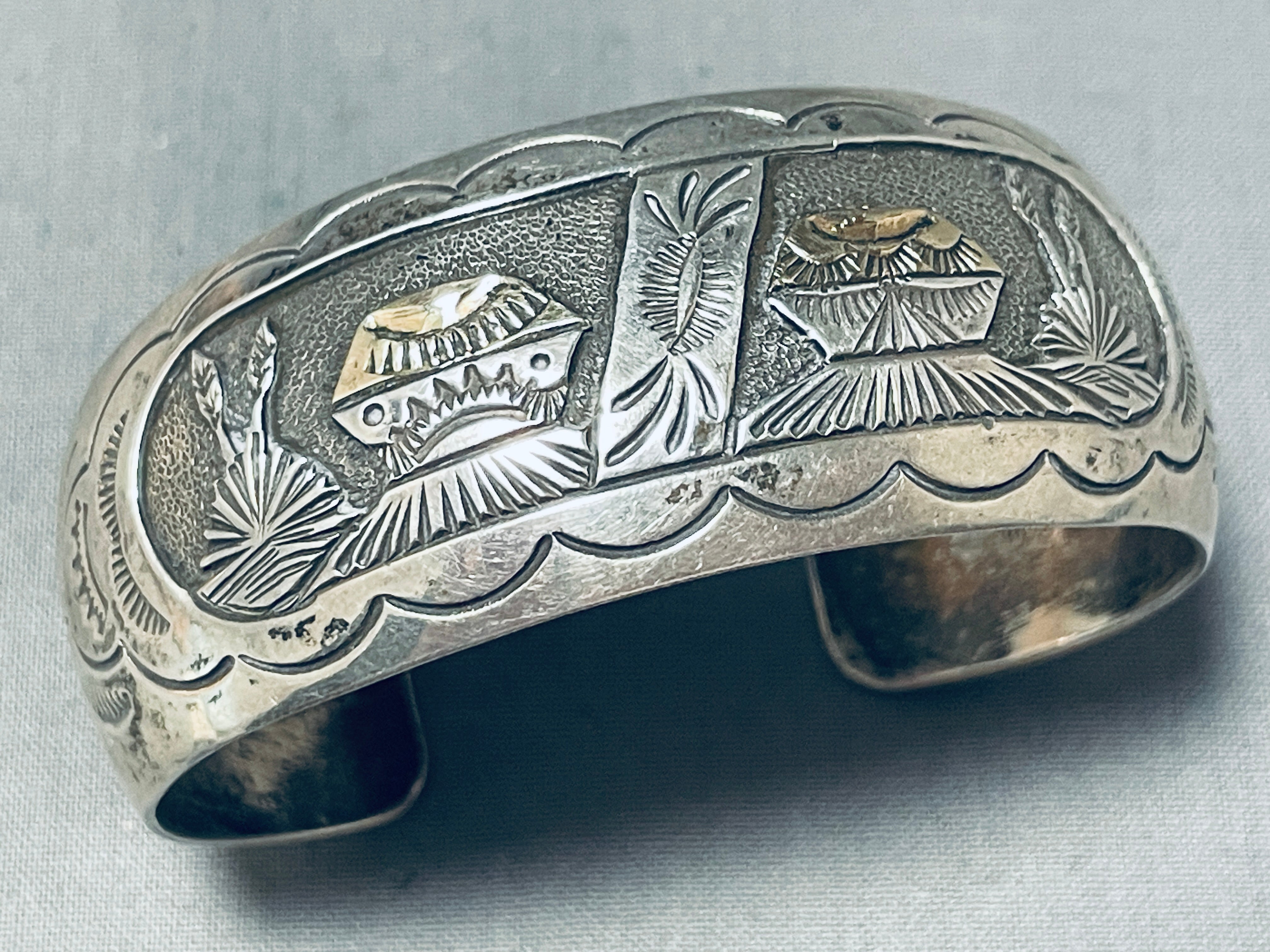 Unique Native American Navajo Mike Smith Sterling Silver