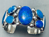 Heavy Rich Martinez Lapis Native American Navajo Sterling Silver Bracelet Cuff-Nativo Arts