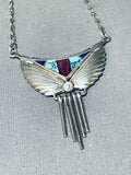Very Important Vintage Native American Navajo Turquoise Inlay Sterling Silver Necklace-Nativo Arts