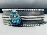 Fascinating Native American Navajo Godber Turquoise Chunk Sterling Silver Bracelet-Nativo Arts