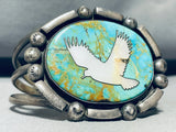 Dove Of Love!! Vintage Native American Navajo Sterling Silver Inlay Bracelet Cuff-Nativo Arts