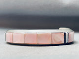 6 Inch Wrist Vintage Native American Navajo Pink Pearl Inlay Sterling Silver Bracelet Cuff-Nativo Arts