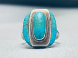 One Of The Coolest Vintage Navajon Turquoise Inlay Sterling Silver Ring-Nativo Arts