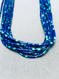 The Most Gorgeous Native American Navajo Azurite Heishi Sterling Silver Necklace-Nativo Arts