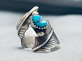 Twisted Leaf Native American Navajo Turquoise Sterling Silver Ring-Nativo Arts