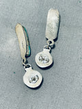 Native American Interesting Vintage Zuni Royston Turquoise Sterling Silver Sunface Earrings-Nativo Arts