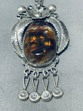 Best Vintage Native American Navajo Fire Agate Sterling Silver Leaf Necklace-Nativo Arts