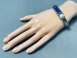Thick Silver Vintage Native American Navajo Sterling Lapis Bracelet Cuff-Nativo Arts