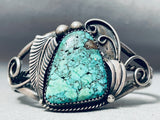 Very Rare Vintage Native American Navajo Apache Turquoise Sterling Silver Bracelet Old-Nativo Arts