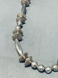 Hand Tooled Unique Vintage Native American Navajo Sterling Silver Torpedo Brad Necklace-Nativo Arts