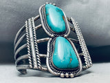 Heavy 98 Grams Vintage Native American Navajo Turquoise Sterling Silver Bracelet-Nativo Arts