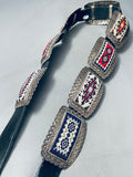 414 Grams Hand Beaded Vintage Native American Navajo Sterling Silver Concho Belt Old-Nativo Arts