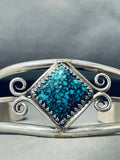 Classic Native American Navajo Spiderweb Turquoise Sterling Silver Bracelet-Nativo Arts