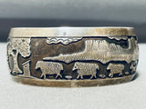 Wil Anderson Vintage Native American Navajo Sterling Silver Scene Bracelet-Nativo Arts