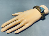Heavy Heavy!! Vintage Native American Navajo Sterling Silver Gold Wash Turquoise Bracelet-Nativo Arts