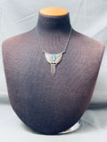 Important Larry Martinez Chavez Vintage Native American Zuni Inlay Sterling Silver Necklace-Nativo Arts