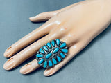 Massive Vintage Native American Navajo Turquoise Sterling Silver Cluster Ring