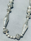 Carefully Hand Tooled Vintage Native American Navajo Sterling Silver Button Bead Necklace Old-Nativo Arts