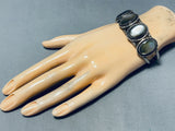 Rare Vintage Native American Navajo Mother Of Pearl Sterling Silver Bracelet-Nativo Arts
