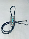 Enormous Vintage Native American Navajo 4 Morenci Turquoise Sterling Silver Bolo-Nativo Arts